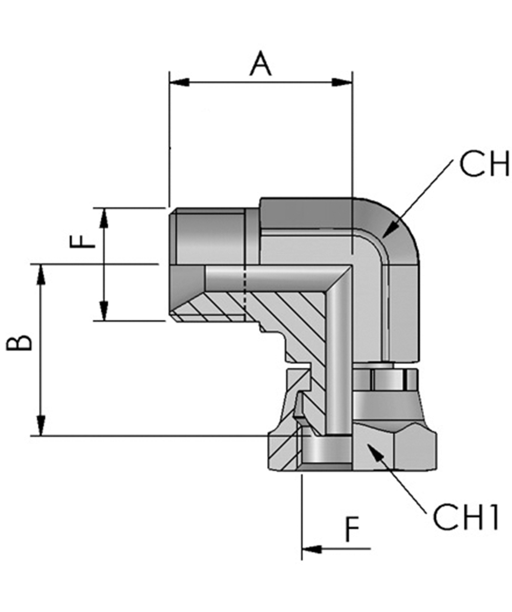 Adaptateur coud BSP FB Hydraulik, angle compact 90 BSPP-AG X BSP-crou de raccordement cne 60, XXST201-0000