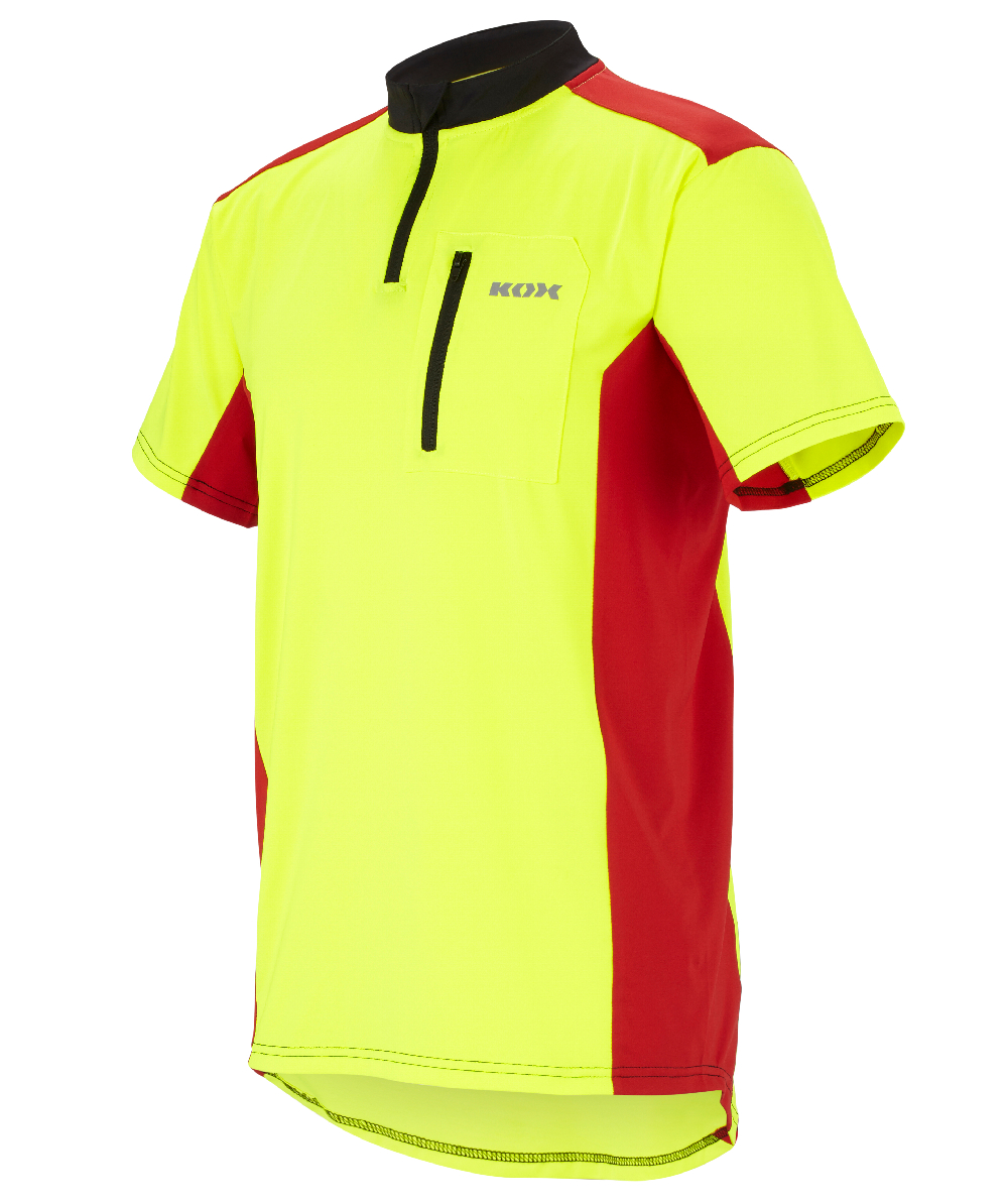 KOX Chemise fonctionnelle  manches courtes, Jaune/rouge, XX77171