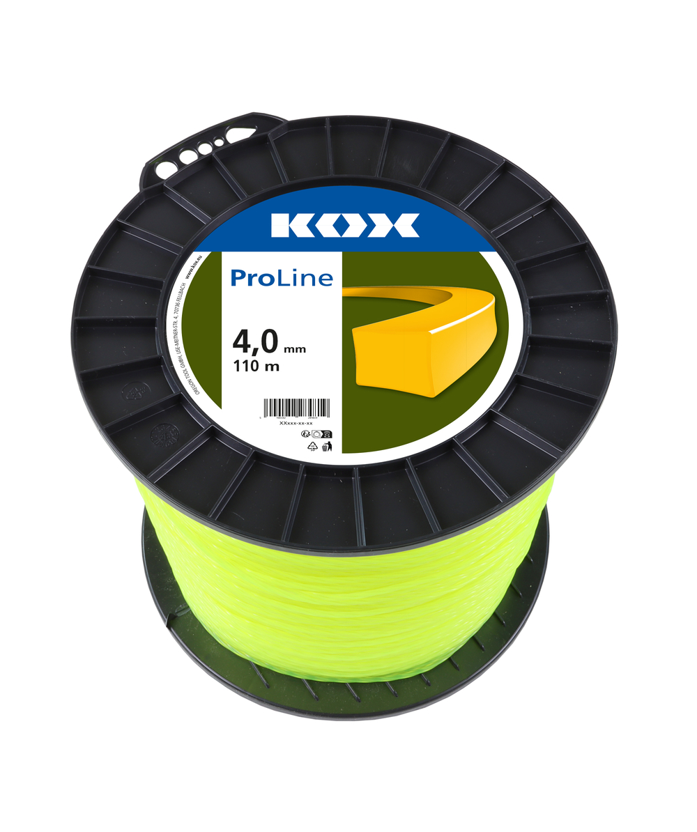 KOX ProLine Fil carr pour dbroussailleuse 4,0 mm de diamtre, 110 m de longueur, 4,0  mm de diamtre, 110 m de longueur, XXF212-40-21