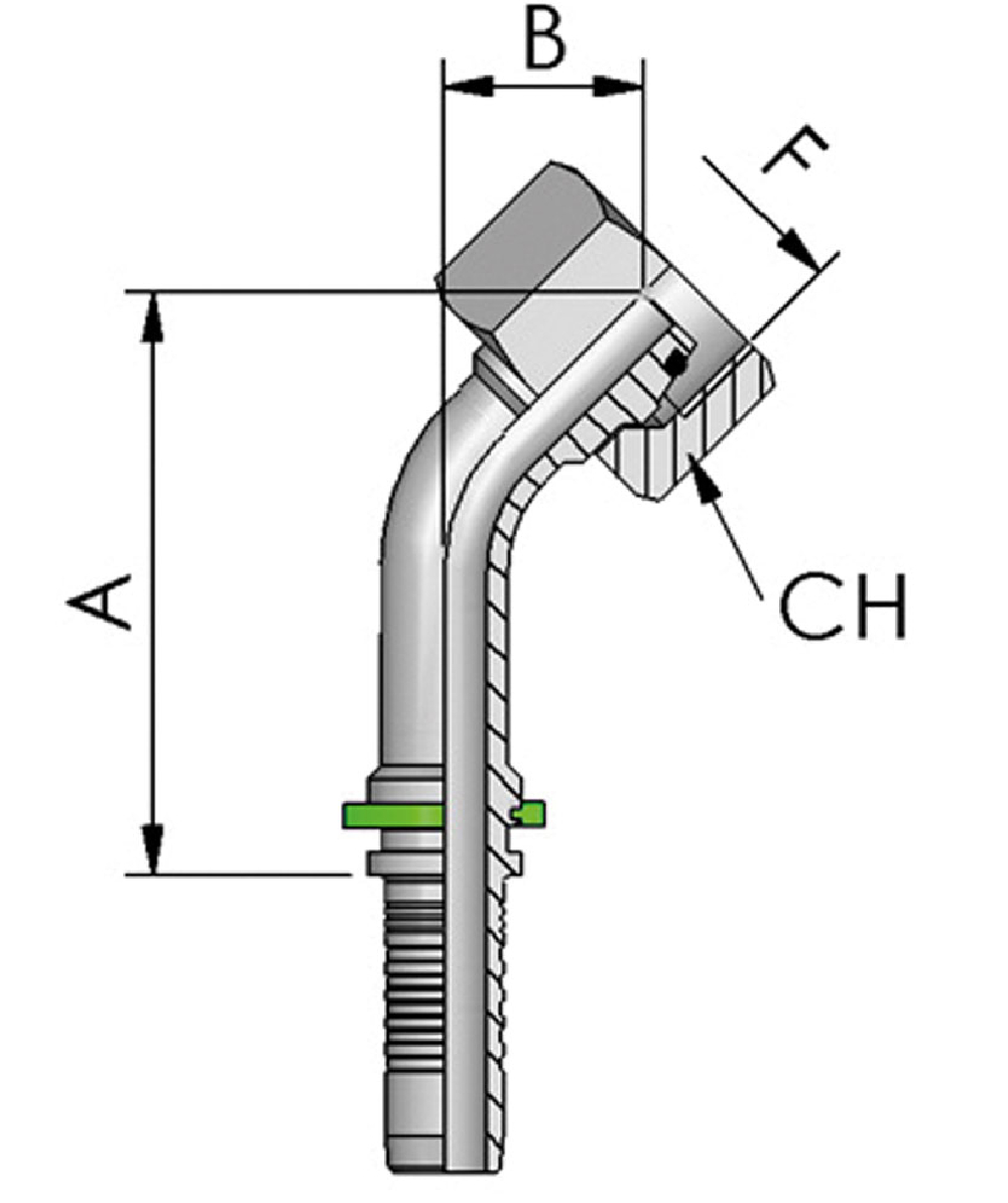 Raccord  sertir DKOL FB Hydraulic, DKOL 45 - Mtrique joint torique crou de raccordement 45, cne 24, srie lgre, XXST4341-0000