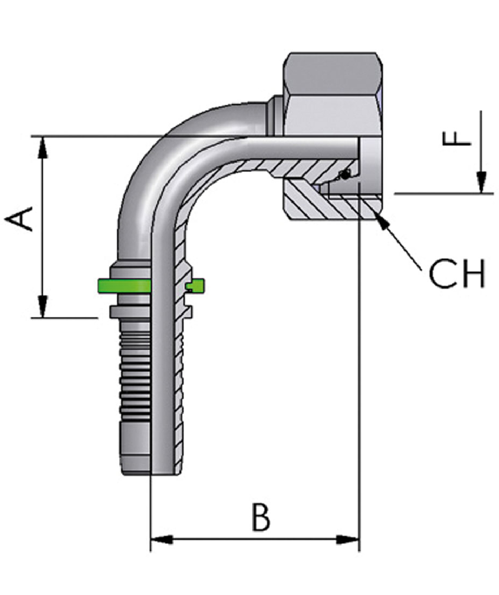 Raccord  sertir DKOL FB Hydraulic, DKOL 90 - Mtrique joint torique  crou de raccordement 90, cne 24, srie lgre, XXST4391-0000
