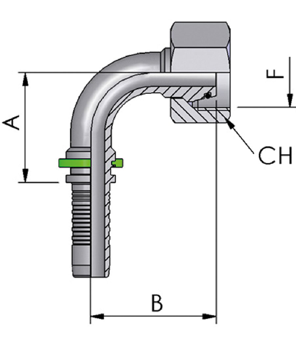 Raccord  sertir DKOS FB Hydraulic, DKOS 90 - Mtrique, joint torique, crou de raccordement 90, cne 24, srie lourde, XXST4491-0000