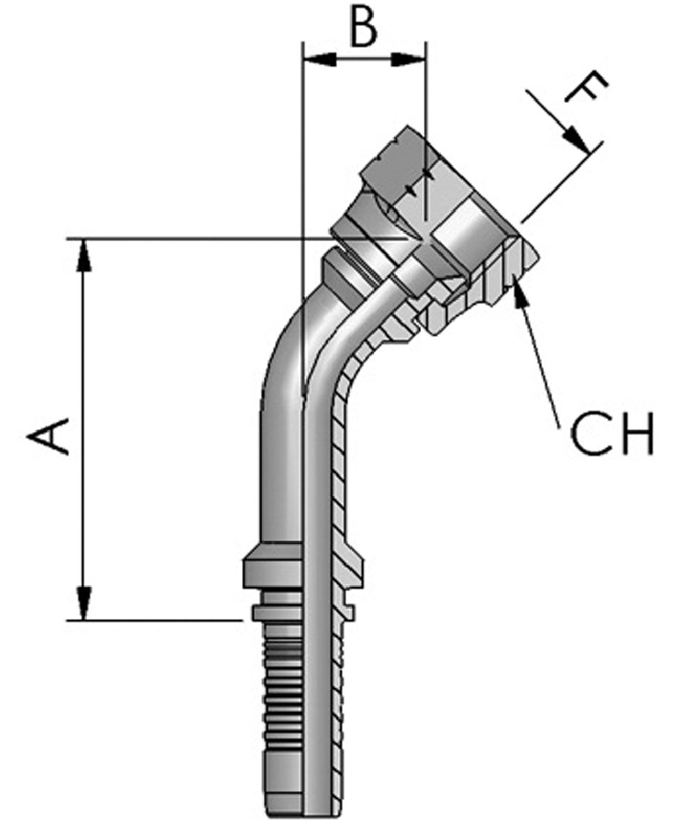 Raccord  sertir JIC FB Hydraulic, DKJ 45 - JIC crou de raccordement 45, cne 37, XXST4241-0000