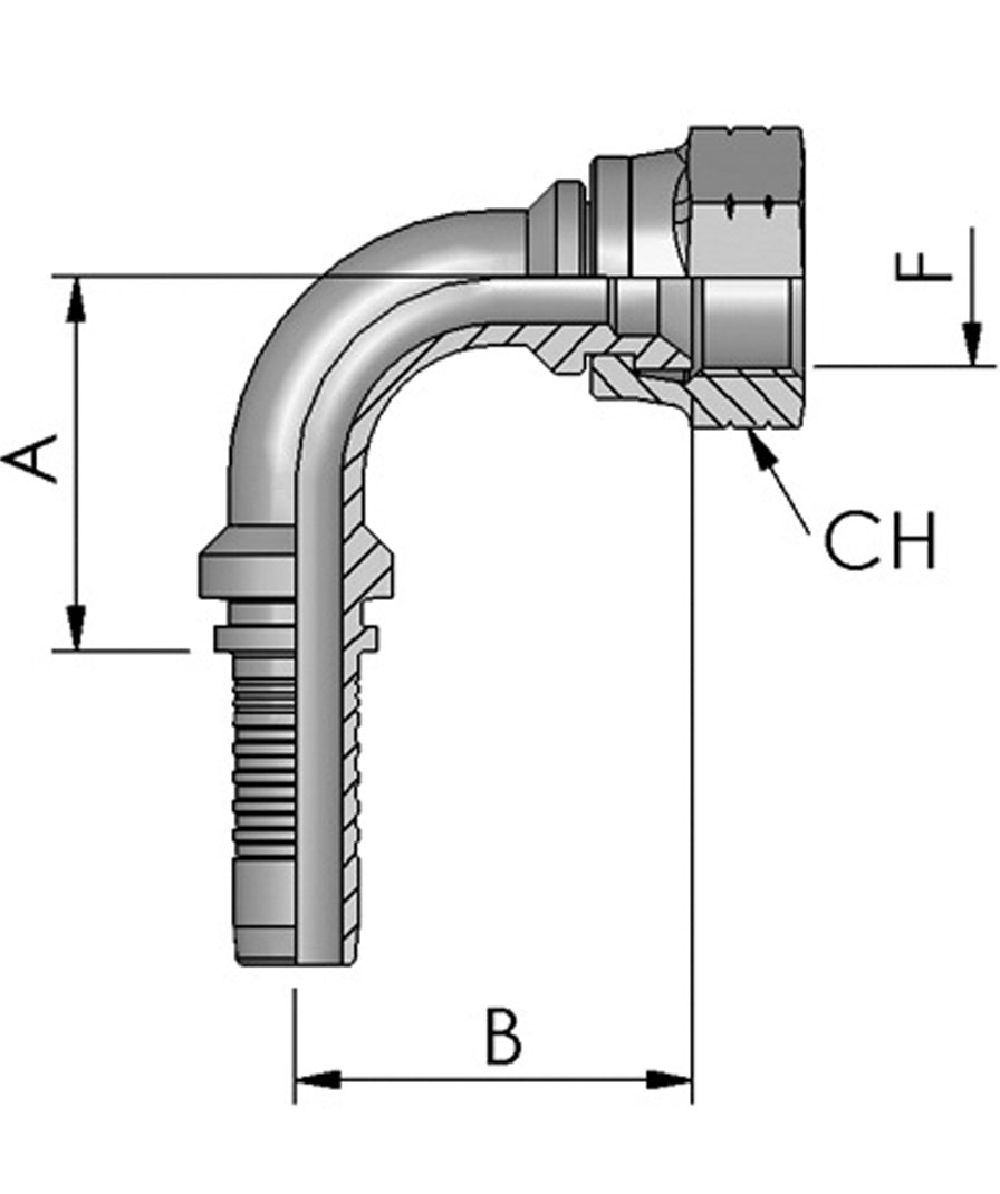 Raccord  sertir JIC FB Hydraulic, DKJ 90 - JIC crou de raccordement 90, cne 37, XXST4291-0000