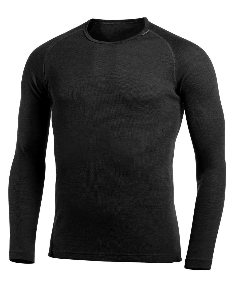 Tricot de corps à col rond Woolpower Crewneck LITE / T-shirt à manches longues en mérinos black, noir, XXWP7111S