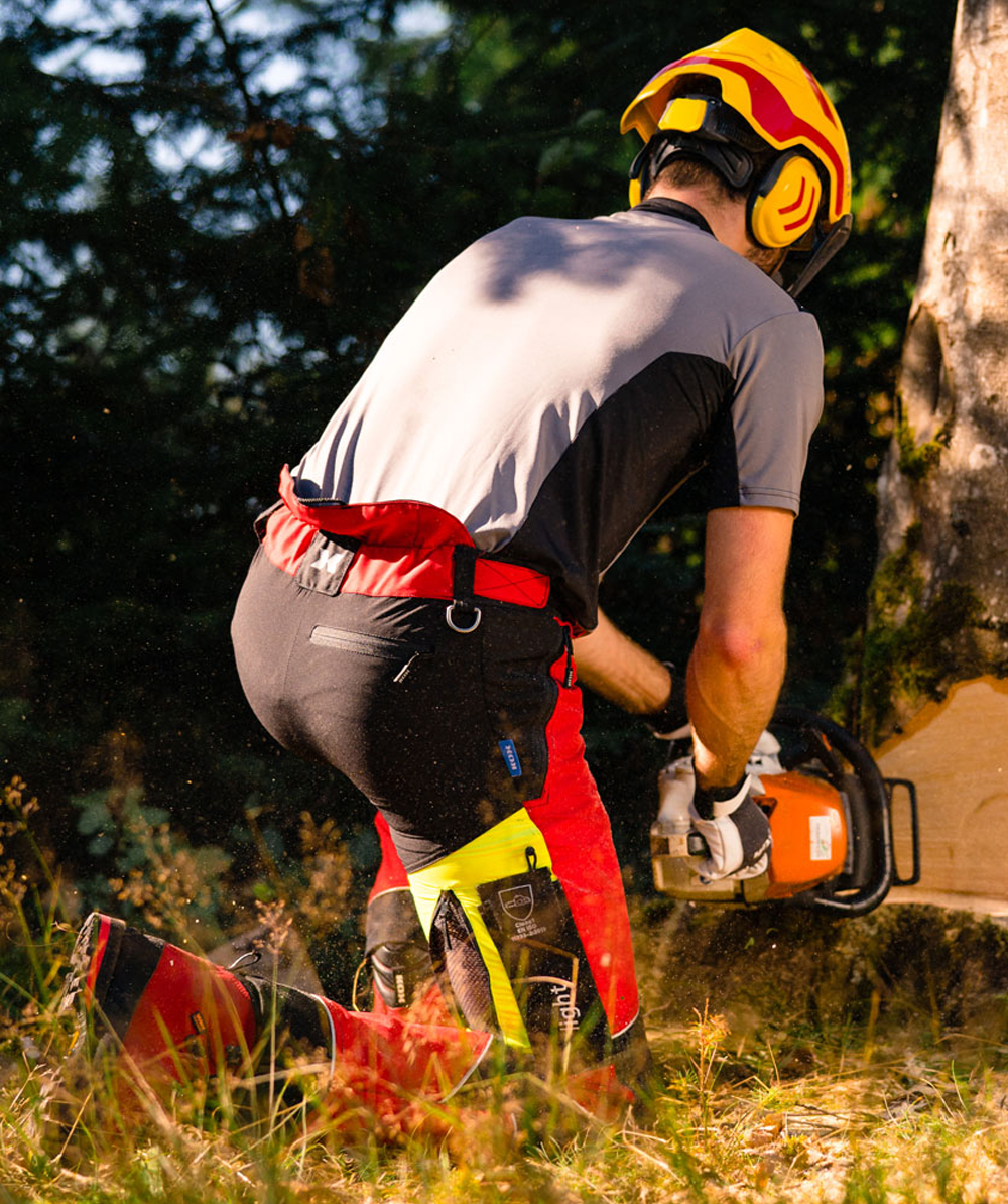 Pantalon anti-coupure Light KOX rouge/jaune