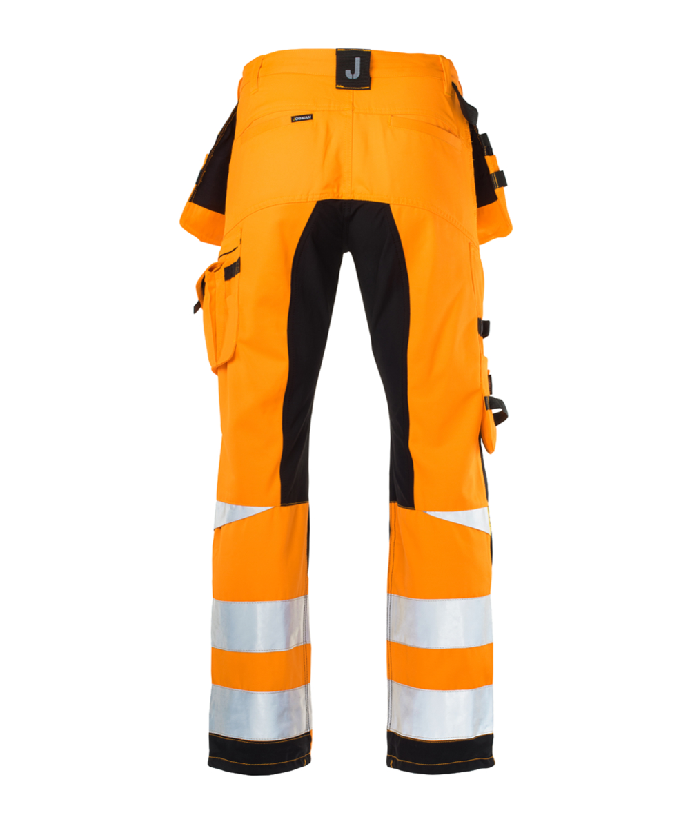 Pantalon de travail HiVis 2240 Stretch Orange noir de Jobman