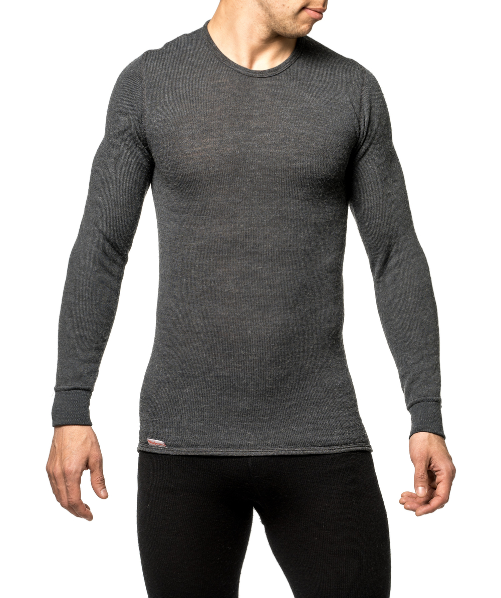 Tricot de corps col rond Woolpower Crewneck 200 T shirt manches longues en m rinos gris